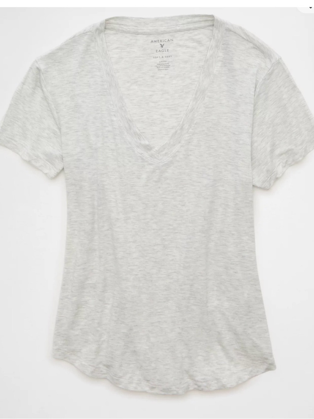 American Eagle Outfitters Women’s Light Gray V-Neck Tee New